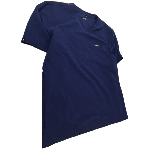 Jaanuu Men's/Unisex 4-Pocket V-Neck Scrub Top navy blue Sz M - Picture 1 of 7